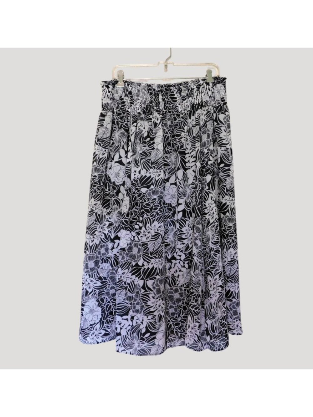George Floral Skirt XL 16 18 Black White Print Elastic Waist Lined Lightweight - Picture 6 of 8